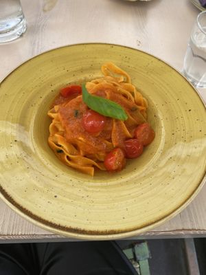 Fettuccini with red sauce   at Rosemary in Rome