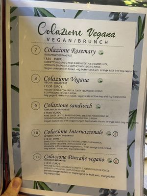 Vegan menu  at Rosemary in Rome