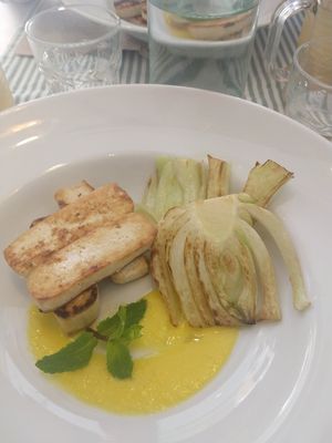 Vegan "main course" of glazed tofu & fennel was delicious but cost €12 at Rosemary in Rome
