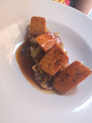 Orange glazed tofu with fennel at Rosemary in Rome
