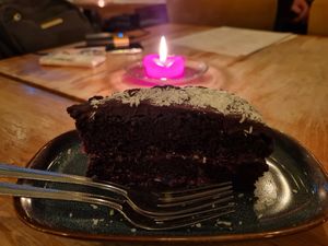 Chocolate vegan cake at Lovetann Kaffebar in Bergen