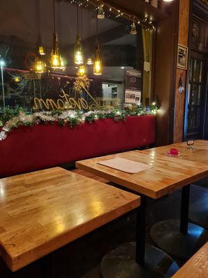 Inside tables at Lovetann Kaffebar in Bergen
