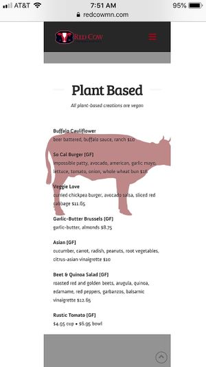 Plant Based Menu!!!  at Red Cow in St Paul