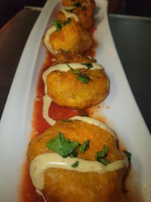 Spicy Makouda (potatoe croquette) at Oasis Restaurant and Catering in Pismo Beach