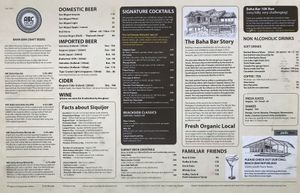 menu verso at Baha Bar in Siquijor