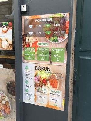 Menu and prices  at Poketea in Paris