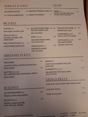 Menu August 2022, limited vegan options at Hungry Donkey in East London