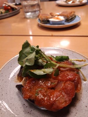 Aubergine hot mezze at Hungry Donkey in East London