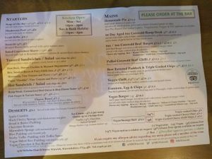 Menu at New Bowling Green in Warwick