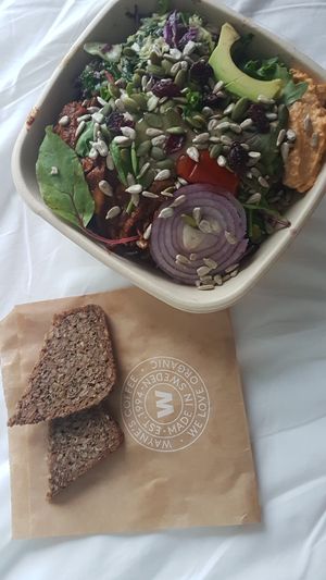 Oumph salad at Wayne's Coffee in Uppsala