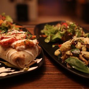 Veggie Gnocchi and huge Burrito at Le Surfing in Seignosse