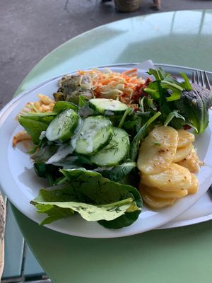 Selection of vegan dishes   at Tibits - Gundeli in Basel