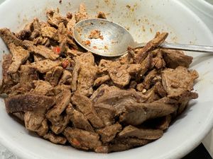 vegan 'meat'  at Tibits - Gundeli in Basel