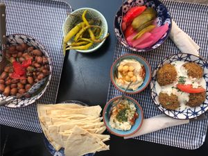 Not fresh but microwaved falafel  at Hammana Café in Colmar