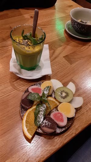dessert: mochi ice and mango cream at The Future is Up to You in Berlin