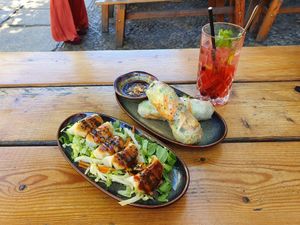 Pan fried dumplings and summerrolls at The Future is Up to You in Berlin