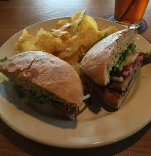 Good stuff Maynard! Vegan Mock Chicken Dijon on homemade focaccia bread with house RiNOTa non-dairy cheese. Herbivorous Butcher vegan bacon adds a nice smokey flavor. at Pizza Luce in Eden Prairie