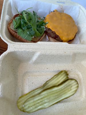 Beyond burger with no onions  at Full Stop Station in Louisville