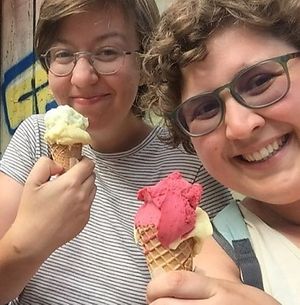 Cones with pineapple and raspberry sorbet. at Gelateria di Berna - Marzili in Bern