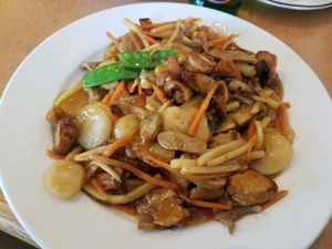 Garlic eggplant and chickn dish at Sunny Gardens in Denver