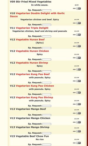 Menu at Sunny Gardens in Denver