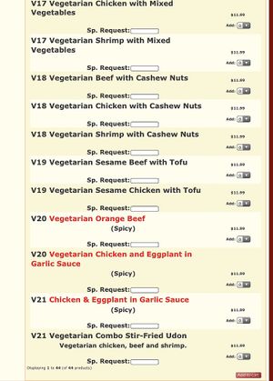 Menu at Sunny Gardens in Denver