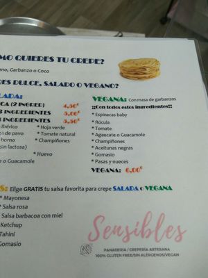 Opciones de crepe at Sensibles in Cordoba