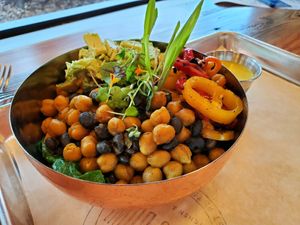 Make your own vegan bowl with curried chickpeas at Brass Bowl in St Petersburg