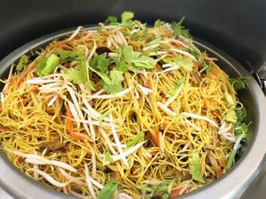 Chinese noodles at Vegan Garden in Pathum Thani