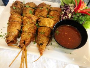 Vegan roasted chicken  at Vegan Garden in Pathum Thani