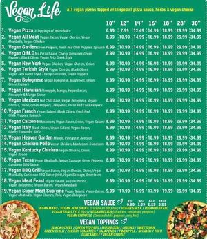 Vegan pizza menu - social media  at Pizzaholic in Newcastle Upon Tyne