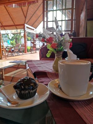 coffee + cake! at Baan Unrak in Sangkhlaburi