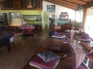 The comfy bed style seats at Baan Unrak in Sangkhlaburi