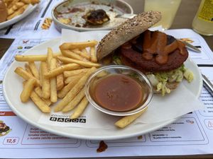Quinoa and beetroot burger.  at Bacoa  in Salamanca