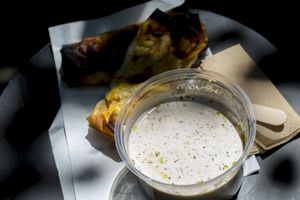 Delicious traditional combination - banitza with tarator.  at Posta in Sofia