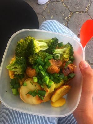 Bowl of goodness (with fava) at Posta in Sofia