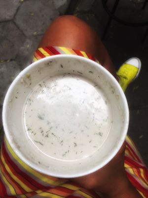 Traditional Bulgarian cold soup- tarator - the vegan edition!  at Posta in Sofia