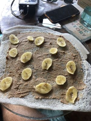 Homemade peanut butter and bananas  at The Spell Creperie in Ubud