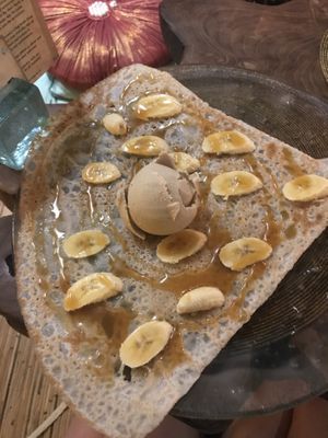 Vegan pancake with salted caramel at The Spell Creperie in Ubud
