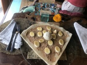 Tasteless vegan crepe with peanut butter, banana and vegan ice-cream at The Spell Creperie in Ubud