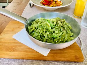 Delicious Vegan Avocado Pasta at The Republic of Good Food in Podgorica