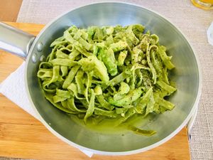 Delicious Vegan Avocado Pasta at The Republic of Good Food in Podgorica