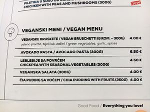 Vegan Section On Menu  at The Republic of Good Food in Podgorica