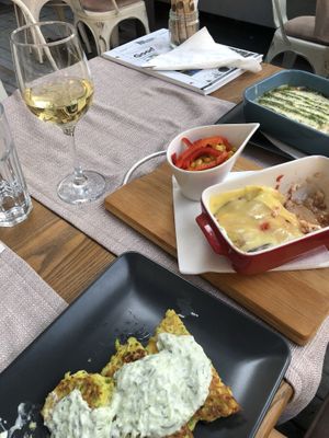 Zucchini steak, eggplants rolls at The Republic of Good Food in Podgorica