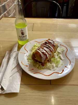 Local Please Do soda and Chimichanga  at 10th Street Diner in Indianapolis
