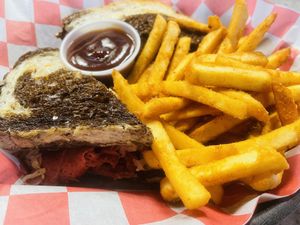 Reuben and fries  at 10th Street Diner in Indianapolis