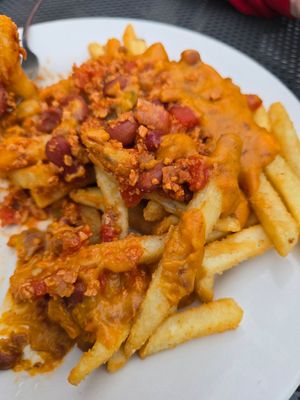 Chili cheese fries - delicious! at 10th Street Diner in Indianapolis