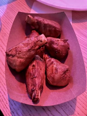 Drum sticks (“bone” made from sugar cane)  at Leaves & Roots Lounge in Fort Lauderdale