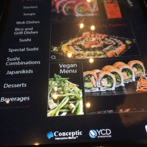 Sushi menu at Japanika - HaShalom in Eilat