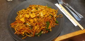 Fresh noodles with tofu! Amazing 💖 at Japanika - HaShalom in Eilat